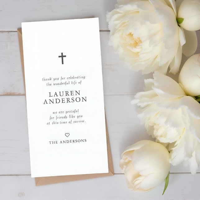 Memorial Funeral Modern Simple Chic Cross Thank You Card (Creator Uploaded)