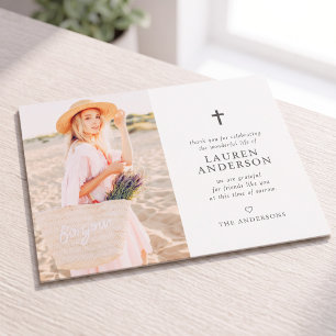 Memorial Funeral Modern Simple Chic Gold Cross Postcard