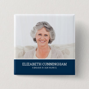 Memorial Funeral Modern Simple Color Block Photo Button