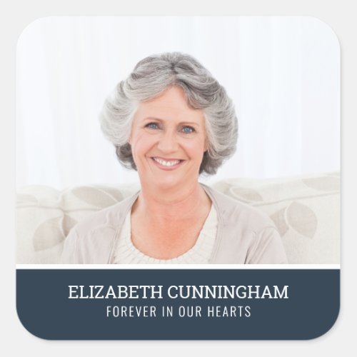 Memorial Funeral Modern Simple Color Block Photo Square Sticker