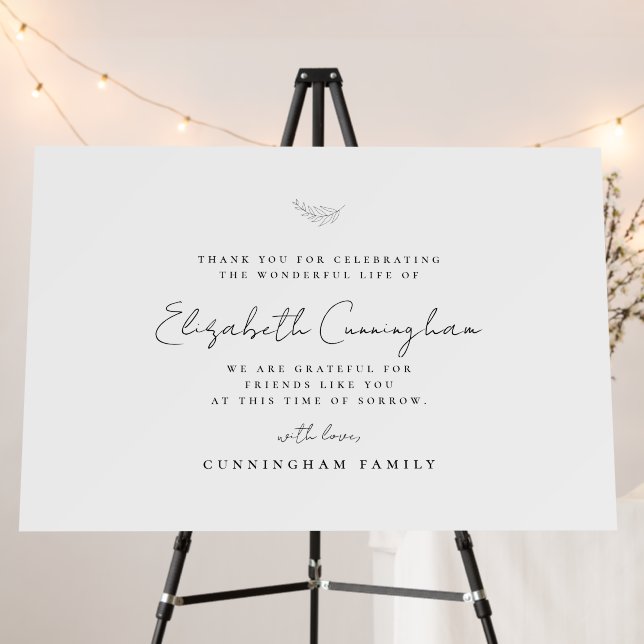 Memorial Funeral Modern Simple Elegant Chic Foam Board (In Situ (Stand))