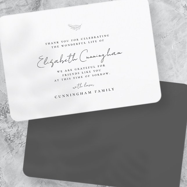 Memorial Funeral Modern Simple Elegant Chic Thank You Card (Creator Uploaded)