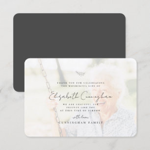 Memorial Funeral Modern Simple Elegant Photo Thank You Card