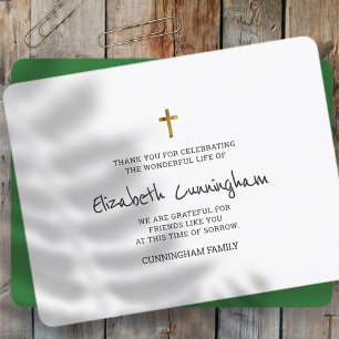 Memorial Funeral Modern Simple Gold Cross Thank You Card