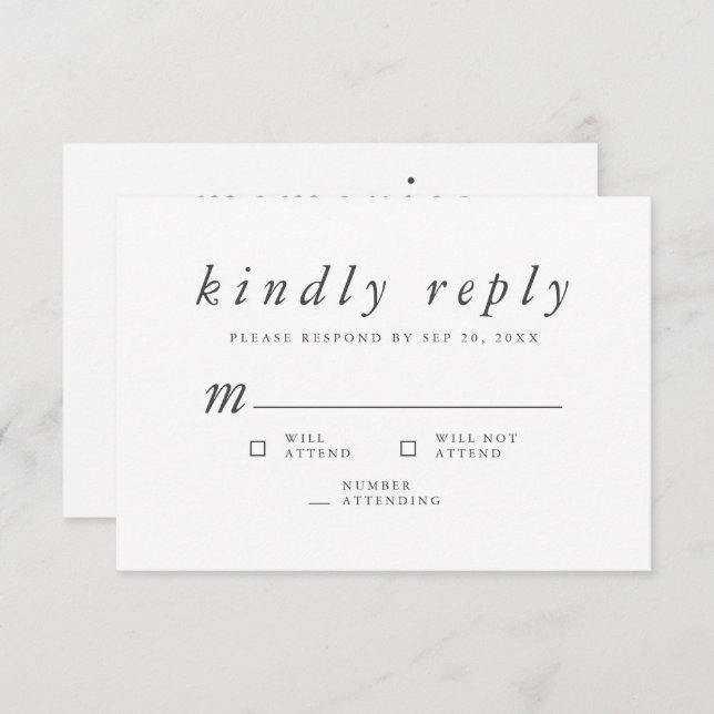 Memorial Funeral Modern Simple Memories Reply RSVP Card (Front/Back)