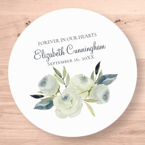 Memorial Funeral Modern Watercolor Floral Classic Round Sticker