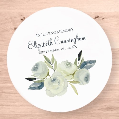 Memorial Funeral Modern Watercolor Floral Classic Round Sticker
