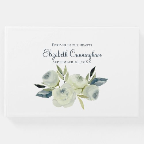 Memorial Funeral Modern Watercolor Floral Guest Book