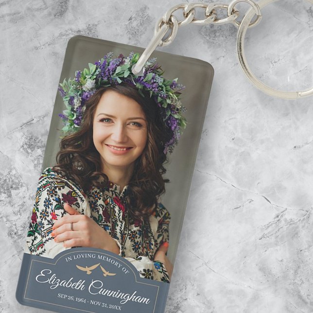 Memorial Funeral Monogram Classic Photo Keepsake Keychain (Creator Uploaded)