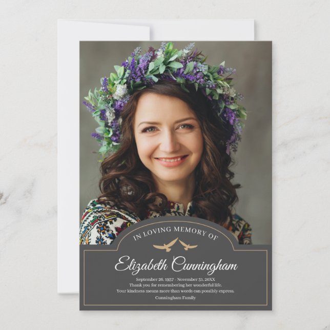 Memorial Funeral Monogram Classic Photo Thank You Card (Front)