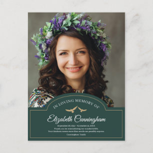 Memorial Funeral Monogram Classic Photo Thank You Postcard