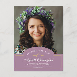 Memorial Funeral Monogram Classic Photo Thank You Postcard