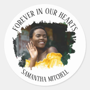 Memorial Funeral Photo Classic Round Sticker