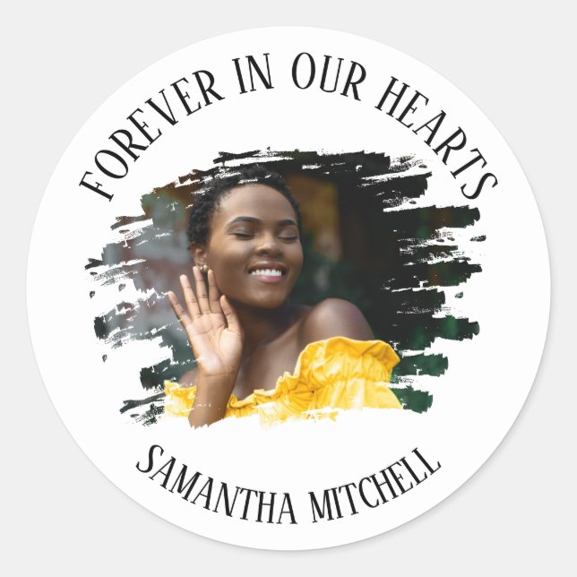 Memorial Funeral Photo Classic Round Sticker (Front)