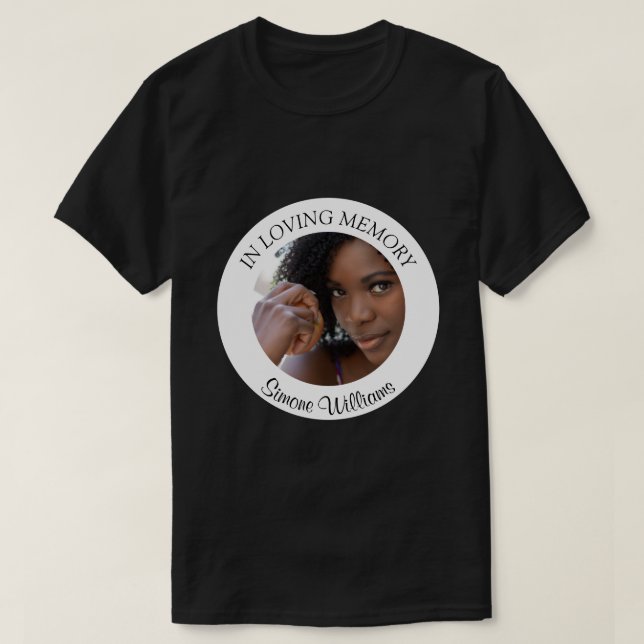 Memorial Funeral Photo Name T-Shirt (Design Front)