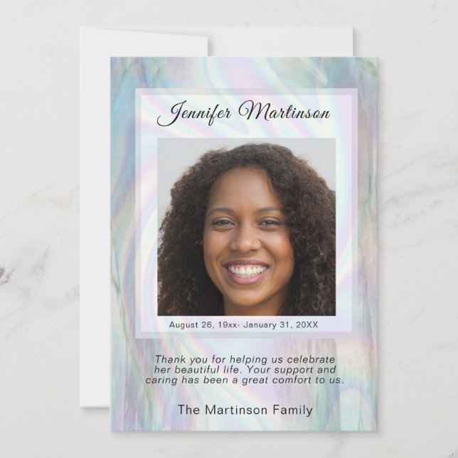 Memorial Funeral Photo  Thank You Card (Front)