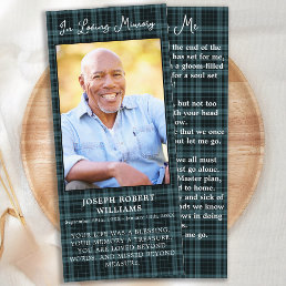 Memorial Funeral Prayer Bookmark Card Plaid Photo