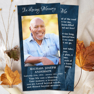 Memorial Funeral Prayer Bookmark Photo Blue Marble