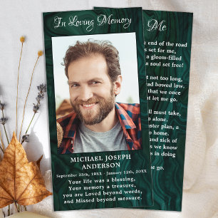 Memorial Funeral Prayer Bookmark Photo Green Marbl