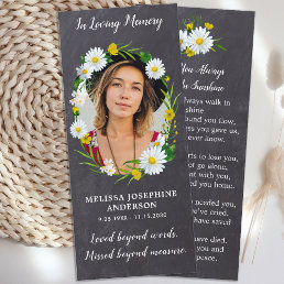Memorial Funeral Prayer Card Bookmark Photo Floral