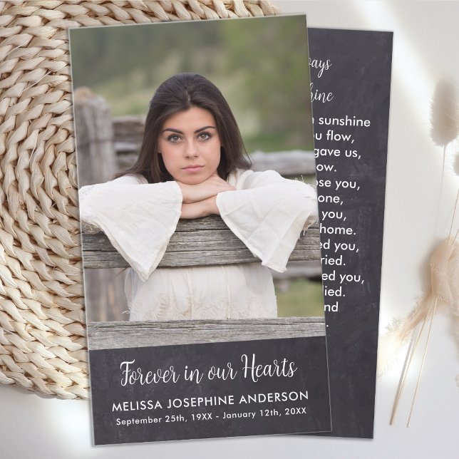 Memorial Funeral Prayer Card Rustic Photo (Creator Uploaded)