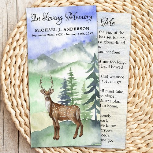 Memorial Funeral Prayer Card Woodland Deer Hunter