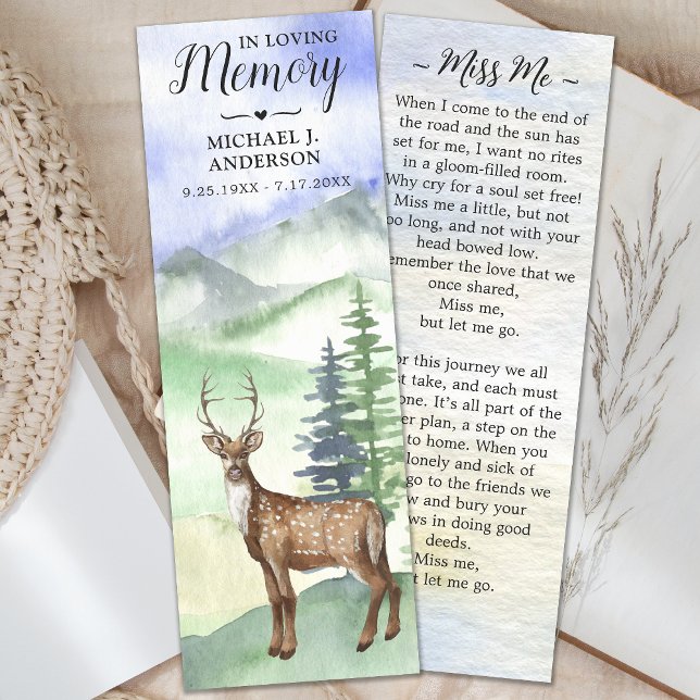 Memorial Funeral Prayer Sympathy Woodland Deer Bookmarks (Creator Uploaded)