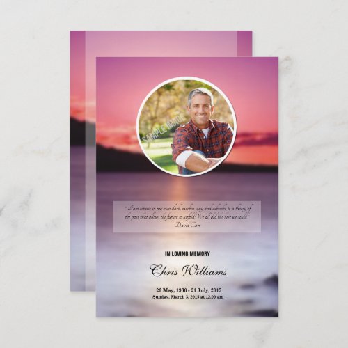 Memorial Funeral Program Card Template