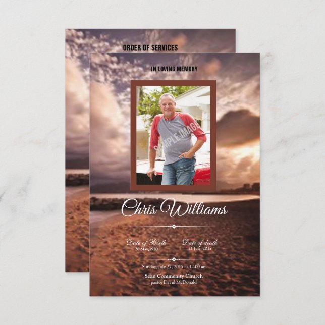 Memorial Funeral Program Card Template (Front/Back)