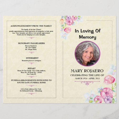 Memorial Funeral Program Template