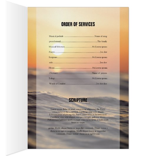 Memorial Funeral Program Template (Inside (Right))