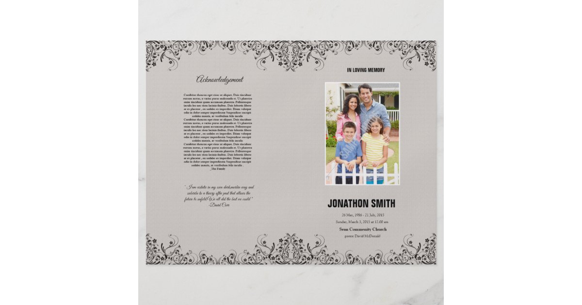 Memorial Funeral Program Template Brochure Zazzle Com