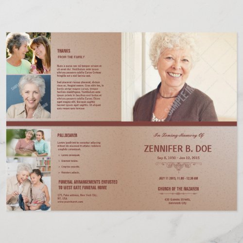 Memorial Funeral Program Template Flyer