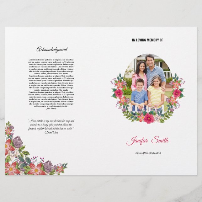 Memorial Funeral Program Template Flyer (Front)
