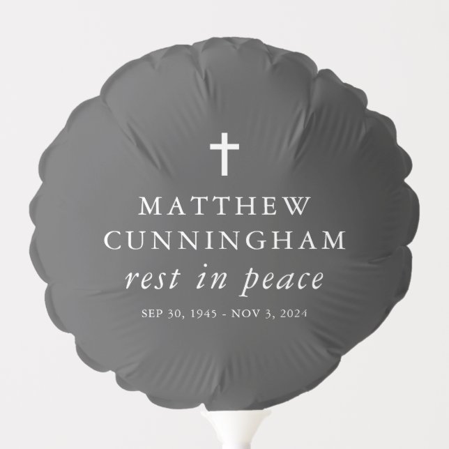 Memorial Funeral Rest In Peace Modern Simple Cross Balloon (Front)