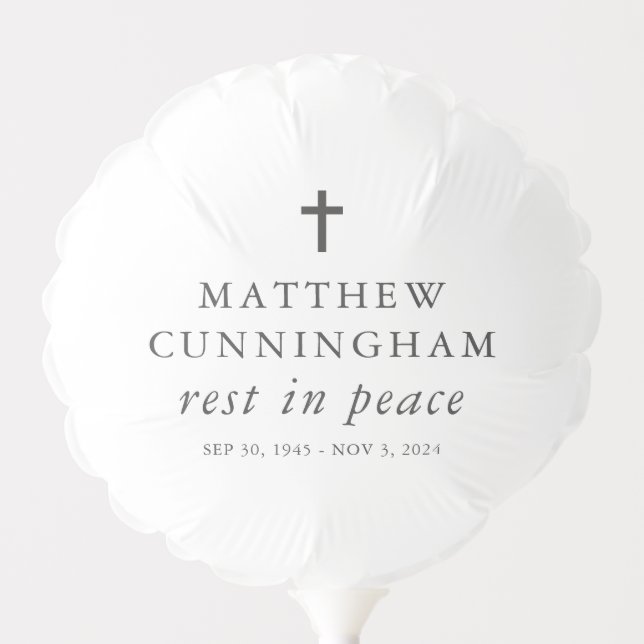 Memorial Funeral Rest In Peace Modern Simple Cross Balloon (Front)