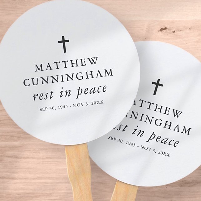 Memorial Funeral Rest In Peace Modern Simple Cross Hand Fan (Creator Uploaded)