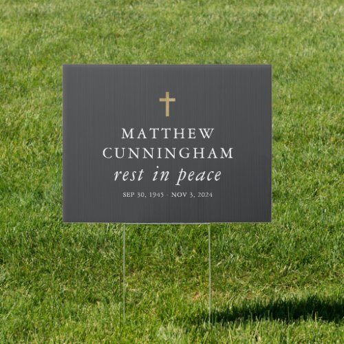 Memorial Funeral Rest In Peace Modern Simple Cross Sign