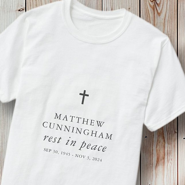 Memorial Funeral Rest In Peace Modern Simple Cross T-Shirt (Creator Uploaded)