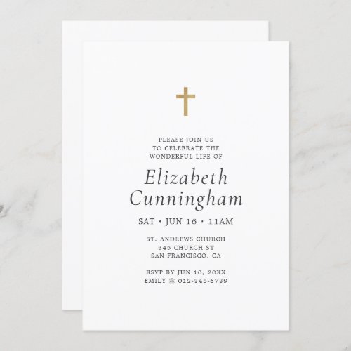 Memorial Funeral Simple Minimalist Cross Invitation
