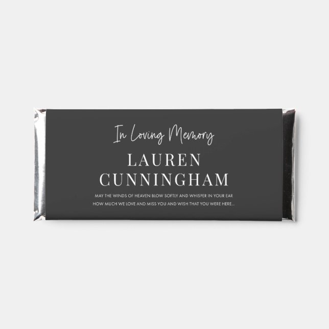 Memorial Funeral Simple Modern Elegant Chic Hershey Bar Favors (Front)