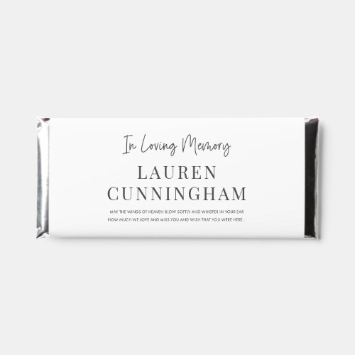 Memorial Funeral Simple Modern Elegant Chic Hershey Bar Favors