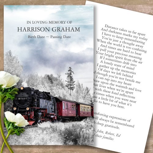 Memorial Funeral Steam Train Prayer Sympathy Cards