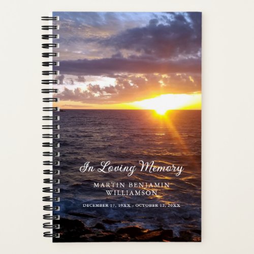 Memorial Funeral Sunset Ocean Beach Guest Book
