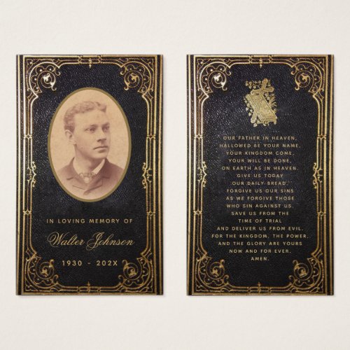 Memorial Funeral Vintage Black Gold Prayer Card