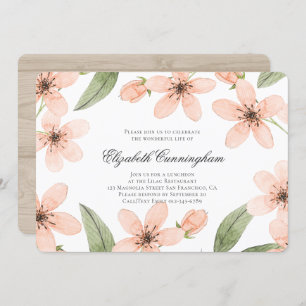 Memorial Funeral Watercolor Floral and Foliage Invitation