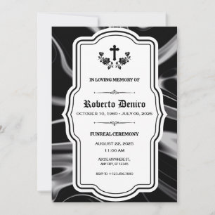 Memorial Funreal Black satin gothic elegant Invitation