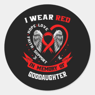 Memorial Gifts For Loss Of Goddaughter Heart Disea Classic Round Sticker