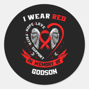 Memorial Gifts For Loss Of Godson Heart Disease Aw Classic Round Sticker