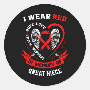 Memorial Gifts For Loss Of Great Niece Heart Disea Classic Round Sticker